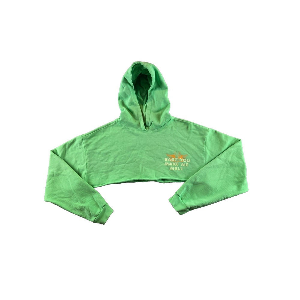 Boys Lie Hoodie‎ Womens One Size Fits All Green Toxic Melt Cropped Sweatshirt